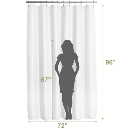 AmazerBath Extra Long Shower Curtain 96 Inches Long, Waffle Shower Curtain White Extra Long, Fabric Shower Curtains for Bathroom, Heavy Duty 240G Waffle Textured, 72x96 Inches - color: White, size: 72"W x 96"L (Pack of 1)