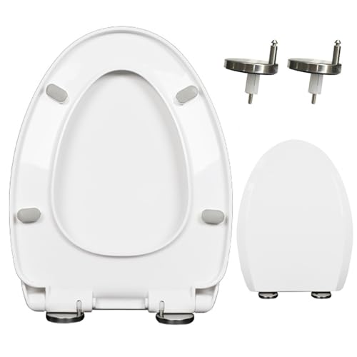 Soft Close White Elongated Toilet Seat - Quiet Slam PP Cover with Quick Release Hinge, Easy to Install & Clean, Scratch Resistant Design - size: V Shape