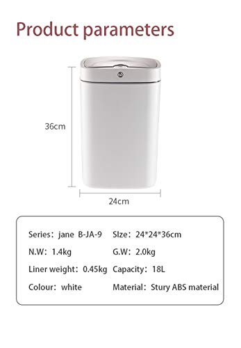 Sensor Trash Can Automatic Trash Can Garbage Can 4.7 Gallon Metal Touchless Automatic Pearl White Waste Bin for Office Bathroom