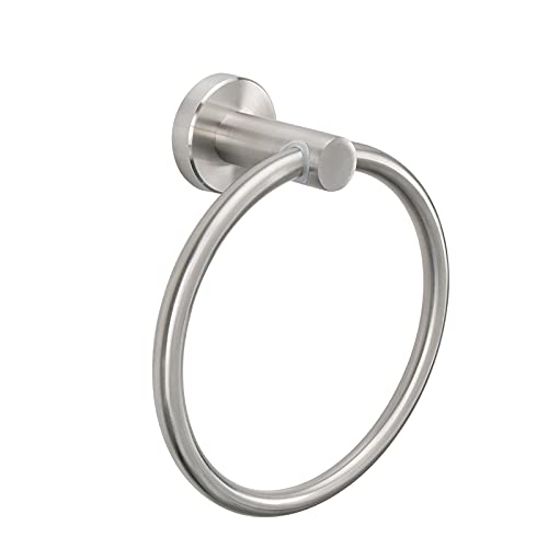 NearMoon Bath Towel Ring, Bathroom Hardware Accessories-Thicken Stainless Steel Hand Towel Holder for Bathroom, Modern Round Towel Hanger Wall Mounted (Brushed Nickel, 1 Pack) - color: Brushed Nickel