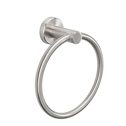 NearMoon Bath Towel Ring, Bathroom Hardware Accessories-Thicken Stainless Steel Hand Towel Holder for Bathroom, Modern Round Towel Hanger Wall Mounted (Brushed Nickel, 1 Pack) - color: Brushed Nickel