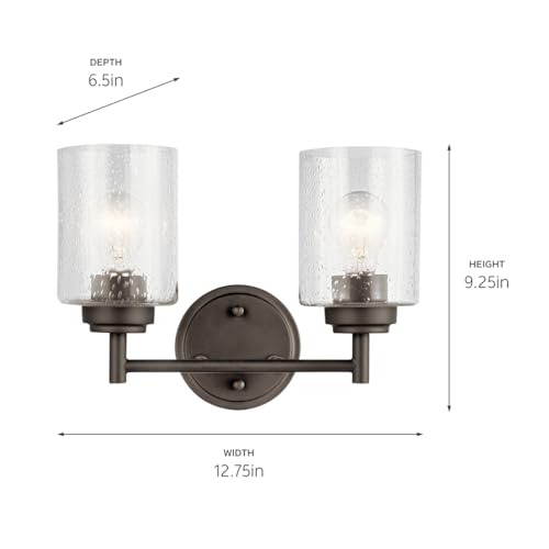 KICHLER Winslow 12.75" 2 Light Vanity Light with Clear Seeded Glass in Olde Bronze® - color: Old Bronze, size: 13"