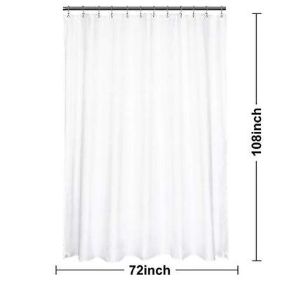 N&Y HOME 108 inch Extra Long Shower Curtain or Liner, Hotel Quality, Washable Fabric, White Bathroom Curtains with Grommets, 72x108 - color: White, size: 72"W x 108"L (Pack of 1)