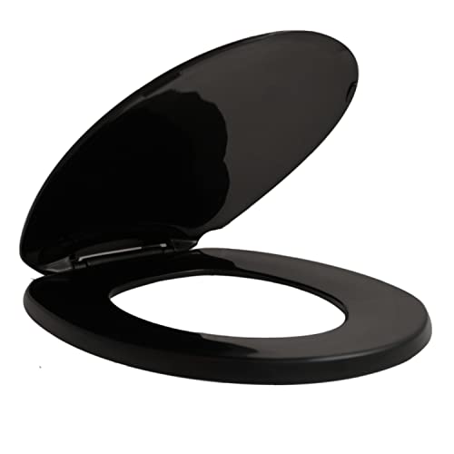 Centoco Round Toilet Seat, Residential, Top Hinge, USA, 200-407, Black | Plastic, Closed Front with Cover, Plastic Hinge, USA - color: Black, size: Round, style: Closed Front