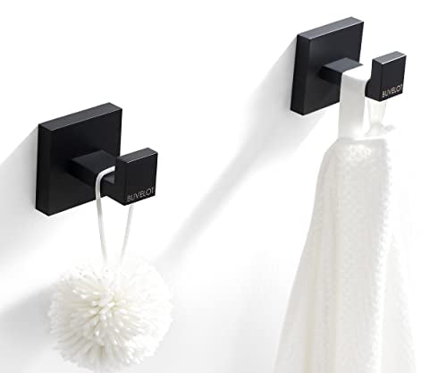 BUVLEOT Bathroom Towel Robe Hook, Wall Mounted, Matte Black,Single,071010-MB Les Series - size: Single Robe Hook - Les Series