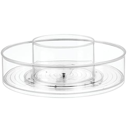 mDesign Plastic Lazy Susan Round Spinning Storage Tray; Rotating 360 Degree Carousel Organizer for Makeup, Cosmetic Organization; Holder for Nail Polish, Perfume, Health and Beauty Essentials - Clear