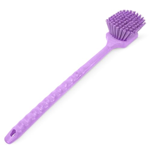 SPARTA 20" Floater Scrub Brush with Long Handle, Oil-Resistant Polyester Bristles, Multiple Trim Angles, Foam-Injected Polymer Block, Commercial Cleaning Tool, Purple - color: Purple