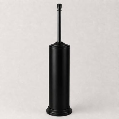 Black Toilet Brush and Holder Set，Extra Long Handled Toilet Bowl Brush and Holder，Stainless Steel Heavy Duty Toilet Brush for Bathroom,Deep Cleaning Modern Toilet Cleaner Slip Base - color: Black