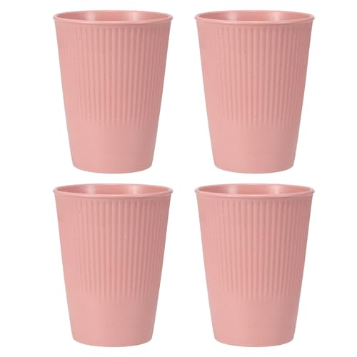 uxcell 4 Pcs Simple Toothbrush Cup, 3.3 x 3.3 x 4.2 Dishwasher Safe Bathroom Tumbler Reusable Plastic Cup Set for Storing Toothpaste Combs, Light Pink - color: Light Pink