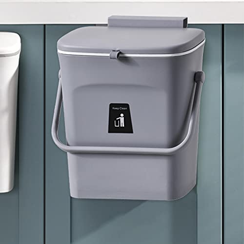 Hanging Trash Bin Wall Mounted Waste Bin Gargabe Waste Can for Bathroom Kitchen (Grey with Handle) - color: Grey With Handle