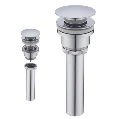 Pop Up Bathroom Sink Drain - Dual Use Vanity Faucet Sink Drain Stopper,for Basin With or Without Overflow hole,Anti Clog Pop Up Drain,Chrome,SE83999C - color: Chrome