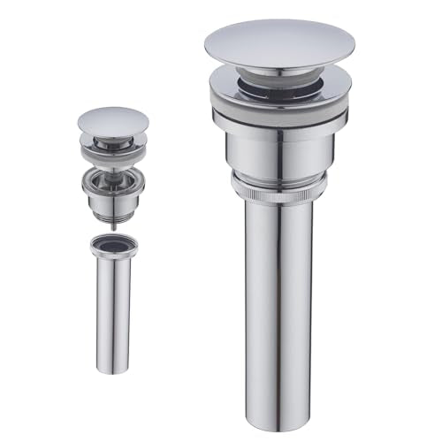Pop Up Bathroom Sink Drain - Dual Use Vanity Faucet Sink Drain Stopper,for Basin With or Without Overflow hole,Anti Clog Pop Up Drain,Chrome,SE83999C - color: Chrome
