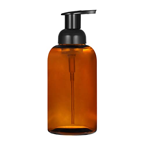2 Pack Amber Glass Jar Soap Dispenser with Foaming Pump, 13 Ounce Amber Round Bottles Dispenser with Foaming Pump | Foam Soap Dispenser, Stainless Steel Pump, Bathroom Soap Dispenser Set, Home Decor