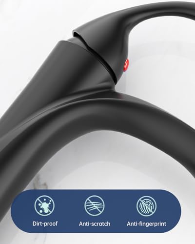 APPASO Black Bathroom Faucet 1 Hole, Matte Black Bathroom Faucet for Vanity, Single Lever Bathroom Faucet with Pop Up Drain and Water Supply Lines, Modern RV Bathroom Sink Faucet - color: Black