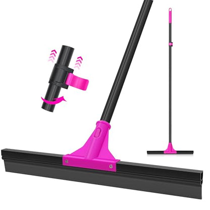TidyBliss Floor Squeegee Heavy Duty with 58.3 inches Long Handle, Rubber Foam Water Scraper Broom Epoxy Wiper Mop for Cleaning Concrete Pool Rug Garage Deck Shower Window Outdoor Indoor