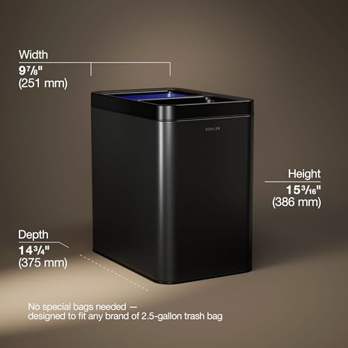 Kohler K-31315-BST 22-Liter Dual-Bin Open-Top Trash Can, Black Stainless Steel - color: Black Stainless Steel, size: 5.8 Gallon - Open Top