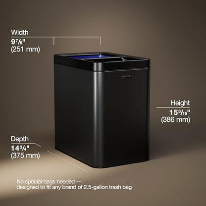 Kohler K-31315-BST 22-Liter Dual-Bin Open-Top Trash Can, Black Stainless Steel - color: Black Stainless Steel, size: 5.8 Gallon - Open Top