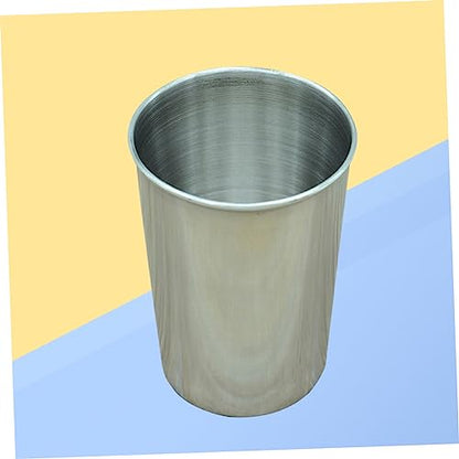 WOONEKY 2pcs Stainless Steel Water Tumbler Cups Versatile Bathroom Drinking Cups for Beverages Toothbrush Holder and Mouthwash Silver Finish