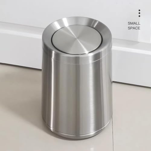 2.1 Gallon Bathroom Trash Can with Lid, Chrome Small Trash with lid - color: 32A silver-8L