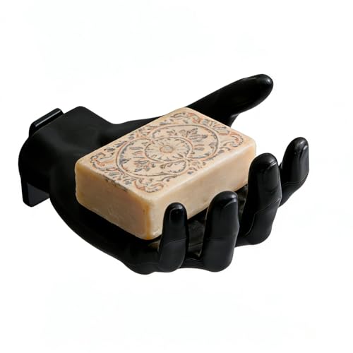 1pc Black Hand-Shaped Wall-Mounted Soap Dish, Moisture Resistant Resin, Matte Finish, Space-Saving Design, 5.51 x 3.94 x 3.14 in