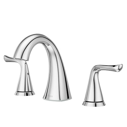Pfister Willa 3 Hole Widespread Bathroom Sink Faucet with 2 Handles Polished Chrome Finish Push & Seal Drain TiteSeal Technology NSF Certified Vanity Faucet LF049MALCC - color: Polished Chrome, size: 1 Pack
