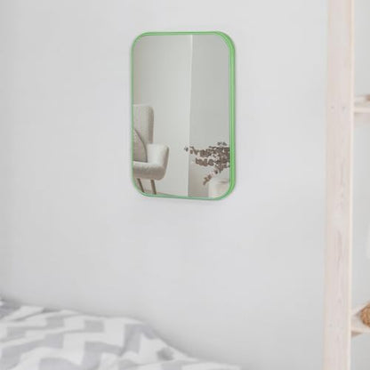 2Pcs Table Desk Vanity 8-Inch Makeup Mirror, Simple Portable Travel Mirror with Stand, Standing and Wall Hanging Dual-use Green - color: 2pcs-green