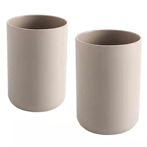 Bathroom Tumblers 2Pcs, Mouthwash Cup, Toothbrush Holders, Drink Mug, Pen Holder, Unbreakable Dishwasher Safe, 10fl.oz(300ml)/Pcs (Brown & Brown) - color: Brown&brown