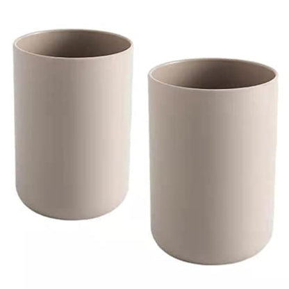 Bathroom Tumblers 2Pcs, Mouthwash Cup, Toothbrush Holders, Drink Mug, Pen Holder, Unbreakable Dishwasher Safe, 10fl.oz(300ml)/Pcs (Brown & Brown) - color: Brown&brown