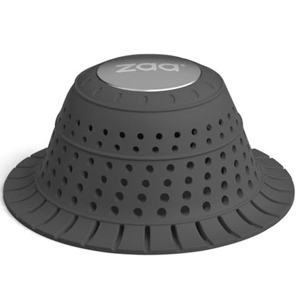 Bathtub Drain Strainer Silicone Bathroom Stopper Fixture Accessories | Black Collapsible Shower Drain Hair Catcher for Pop Up Tubs, Traps Hair Before Clogs, Easy Clean for Bathroom Sinks