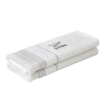 SKL Home Casual Monogram Hand Towel Set, M, 16x26, White 2 Count - color: Casual Monogram Hand Towel Set, size: Hand Towel Set, style: M