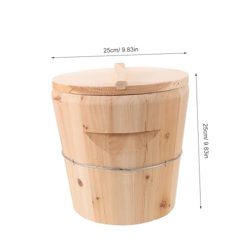 GALPADA Wooden Towel Heating Bucket 25x25x25 Cm with Lid, Large Capacity Sauna Towel Warmer Barrel for Bathroom and Spa Salon Use