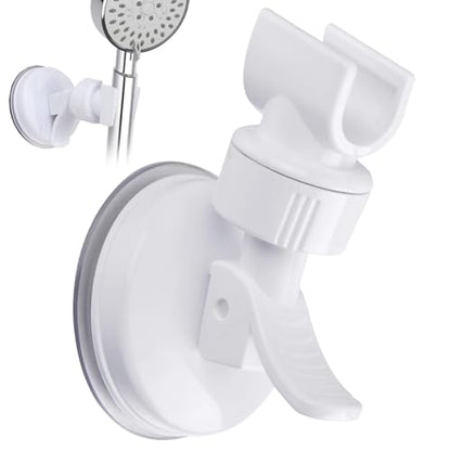 Adjustable Shower Head Holder,Suction Cup Wall Mount, ABS Plastic | Removable Handheld Shower Head Bracket,360 Swivel,Easy Install,Fits Most Shower Heads,Suitable for Smooth Surfaces,White - style: Adjustable, White