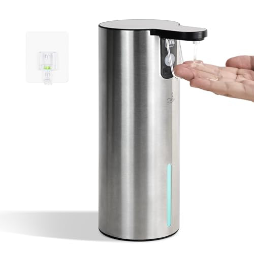 Electric Dish Soap Dispenser for Kitchen, Rechargeable Touch Liquid Hand Soap Dispenser for Bathroom, Stainless Steel Soap Pump, Water-Resistant,11.8oz, Xmas Gift - color: Multi Grey