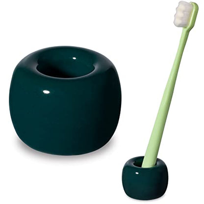 Urbanstrive Sleek Mini Ceramics Toothbrush Holder Stand for Bathroom Vanity Countertops (Dark Green 1-Pack) - color: Dark Green 1-pack
