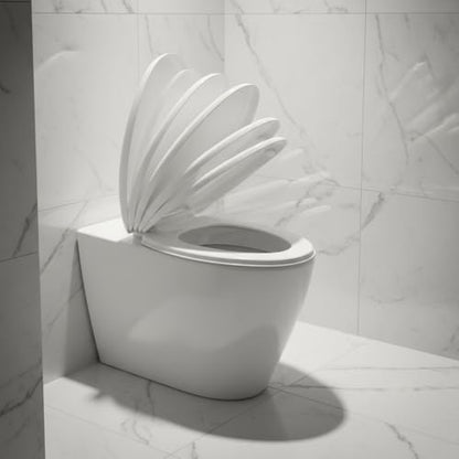 Elongated/V-Shape Toilet Seat Replacement, Soft Close Quiet No Slam, PP