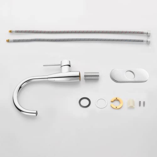 CREA Bar Sink Faucet Bathroom Faucets Single Hole Handle Chrome with Deck Plate Prep Wet Utility Small Mini Faucet for Marine Vessel Outdoor Farmhouse Vanity Lavatory - color: Chrome-1
