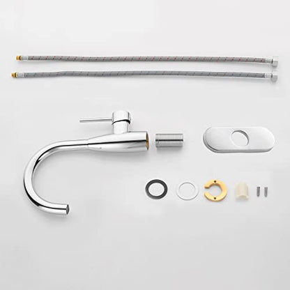 CREA Bar Sink Faucet Bathroom Faucets Single Hole Handle Chrome with Deck Plate Prep Wet Utility Small Mini Faucet for Marine Vessel Outdoor Farmhouse Vanity Lavatory - color: Chrome-1