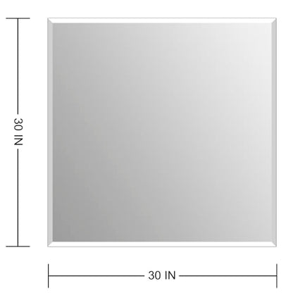 Ruomeng Frameless Mirror for Wall, 30x30 Inch Bathroom Vanity Mirror Farmhouse, Rectangle Mirror with Beveled Edge, Tempered Glass, Hangs Horizontally or Vertically - size: 30"L x 30"W