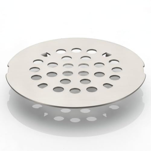 Snap-in Shower Drain Cover 4-1/4 inch Shower Strainer Grid Round (1, Brushed Nickel) - color: Brushed Nickel