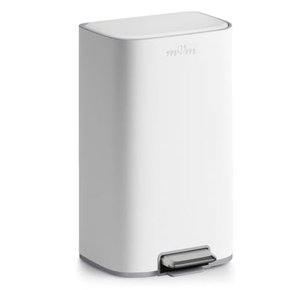 mVm 8 Gal Kitchen Trash Can, Step Trash Can with Lid, Smooth Edge Garbage Bin for Home Office (White) - color: White, size: 8Gal