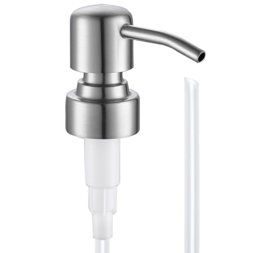 Soap Dispenser Pump Replacement - Silver Brushed Finish 304 Rust Proof Stainless Steel Lotion Dispenser Pumps Replacement for Standard 28/400 Neck Size Regular Mouth Bottles - color: Brushed Finish-silver, size: 1pcs