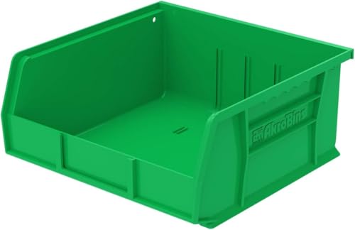 Akro-Mils 30235 AkroBins Plastic Storage Bins, 11"x11"x5", Green, 6-Pack | Space-Saving Stackable Bins for Garage, Pantry, Craft Organization - color: Green