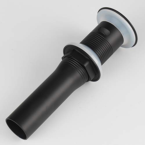 Bathroom Sink Pop Up Drain with Overflow, Strainer, Black | Solid Brass with Detachable Basket Strainer; 7 in. Closed/7.5 in. Open; 1-1/2 in. Min Drain Opening; Push-button Stopper - color: Black, size: Big Popup Cap