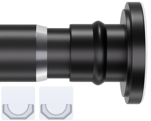 Small Shower Rod 18-32 Inch, Black Adjustable Tension Rod | Heavy Duty No Drilling Design, Suitable for Closet and Curtain Use with Secure Spring Fit - color: Black, size: Y2(18-32in)