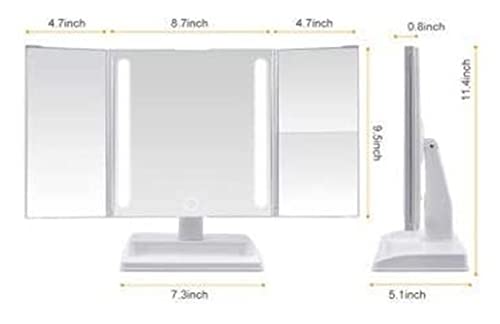 Foldable Makeup Mirror, Vanity with 32 Dimmable LED Lights with Wide-Angle t-Button Screen and Countertop Adjustable