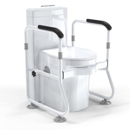 Toilet Safety Rails for Seniors, Adjustable Heavy Duty Frame, 330 lbs | Heavy duty steel frame, adjustable handles, freestanding support for seniors, disabled adults, pregnancy and surgery recovery