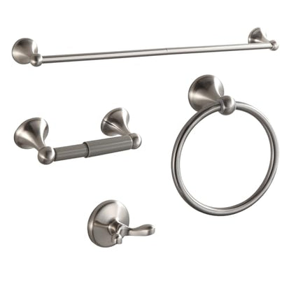 BGL Bathroom Accessories Set, Glossy Stain Nickel Expandable Towel Bar 4-Piece Bathroom Accessory Set Wall Mounted Towel Ring Robe Hook Toilet Paper Holder Towel Holder - color: Glossy Stain Nickel