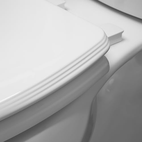 Bemis Ashland Modern Wood Toilet Seat with Decorative Edge, Slow Close, Secure Hinges, Made in USA, Elongated, White - size: Elongated