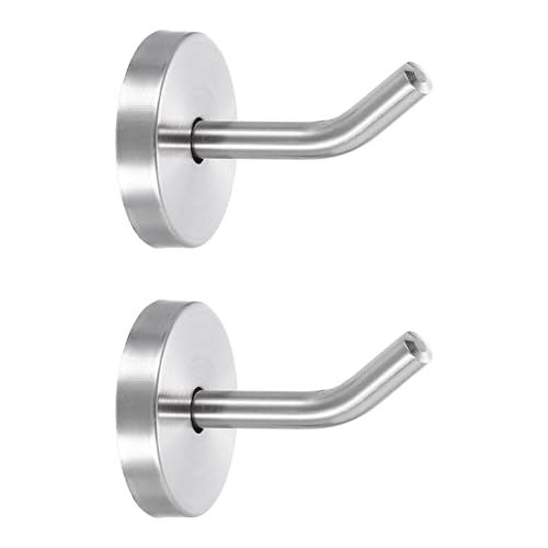 uxcell 2Pcs 2 Inch Coat Hooks, Stainless Steel Long Nose Wall Mount Hook, Robe Towel Hangers with Screws for Livingroom Bathroom Closets and Wardrobe, Silver Tone - color: Silver Tone, size: 2 Inch