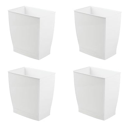 iDesign Small Plastic Bathroom Trash Can, 4-Pack, White | Slim Rectangle, For Bedroom, Office, Dorm - color: White, style: Pack of 4